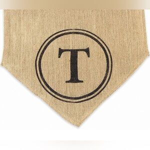 Mudpie burlap table runner monogram “T”